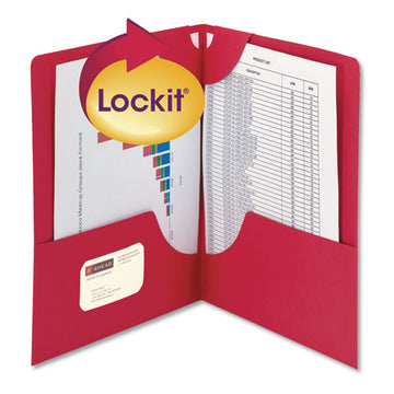 Smead® Lockit Two-pocket Folder, Textured Paper, 100-sheet Capacity, 11 X 8.5, Red, 25-box freeshipping - TVN Wholesale